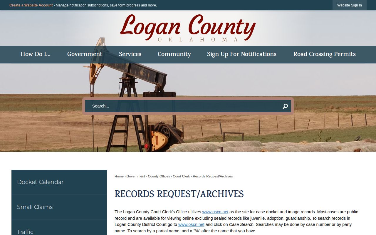 Logan County court release record search instructions